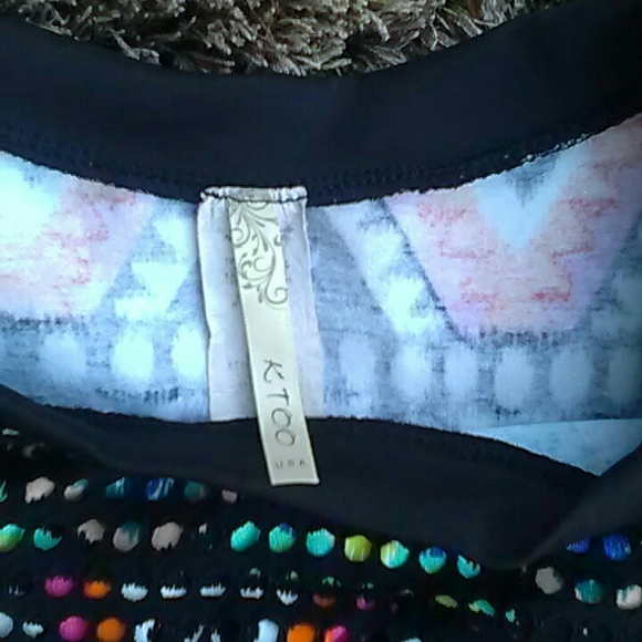 K Too 2 pc outfit - black net over multicolor - Picture 5 of 5